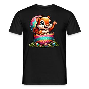 Oster-Eichhörnchen mit Osterei: Entzückendes - Männer T-Shirt - Schwarz - Vorne - AI Model Male 178 light (178cm)