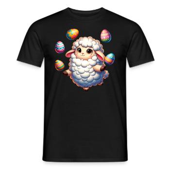 Buntes Osterei Jonglierendes Lamm Cartoon - Männer T-Shirt - Schwarz - Vorne - AI Model Male 178 light (178cm)