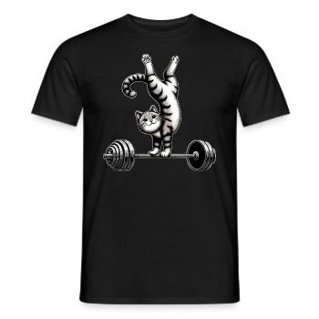 Katze Handstand Fitness Training Workout - Männer T-Shirt - Schwarz - Vorne - AI Model Male 178 light (178cm)