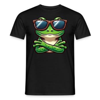 Cool Frog Toad Toad Sunglasses Cartoon - Men's T-Shirt - black - Front - AI Model Male 178 light (178cm)
