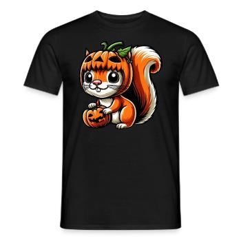 Mignon Halloween écureuil citrouille dessin animé - T-shirt homme - noir - Devant - AI Model Male 178 light (178cm)