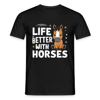 Pferd Pferde Reiten Pferdereiten Sprungreiten - Männer T-Shirt - Schwarz - Vorne - AI Model Male 178 light (178cm)