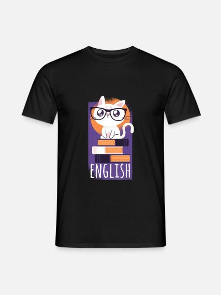 Englisch Übersetzer Katze Tshirt Geschenk - Männer T-Shirt - Schwarz