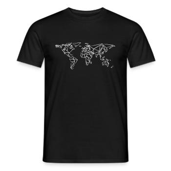 Carte du monde géométrique - Dessin au fusain de la carte du monde - T-shirt homme - noir - Devant - AI Model Male 178 light (178cm)