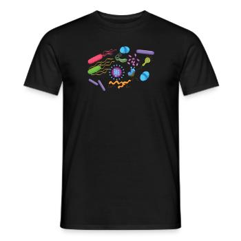 Bacteria phages amoebae - primordial soup - Men's T-Shirt - black - Front - AI Model Male 178 light (178cm)