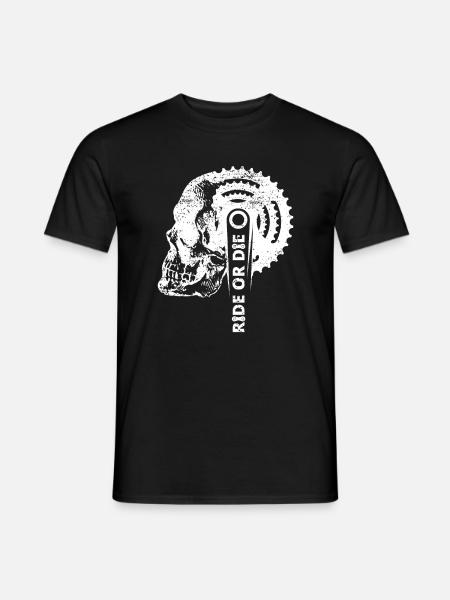 Ride or die Totenkopf Zahnkranz Pedale Fahrrad MTB - Männer T-Shirt - Schwarz