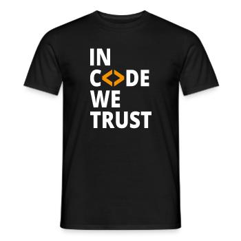 In code we trust Programmierer Geek Coding Nerd - Männer T-Shirt - Schwarz - Vorne - AI Model Male 178 light (178cm)