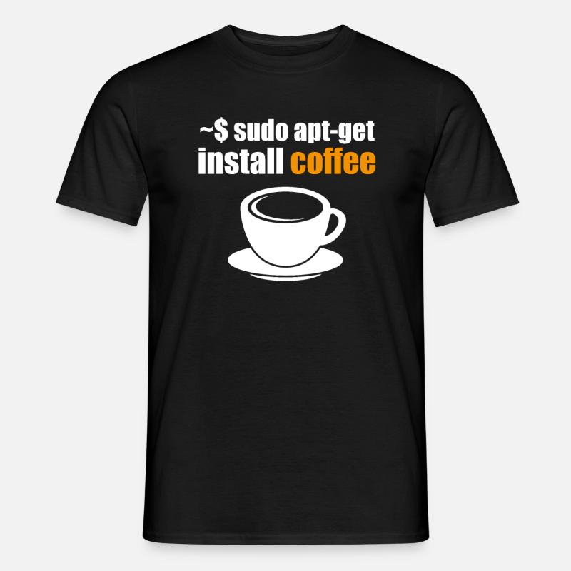 shirt linux drôle Geek Sudo installer Coffee Nerd - T-shirt homme - noir