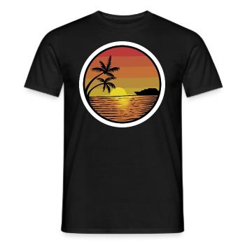 Beach Sunset Retro Sticker Golden - Men's T-Shirt - black - Front - AI Model Male 178 light (178cm)