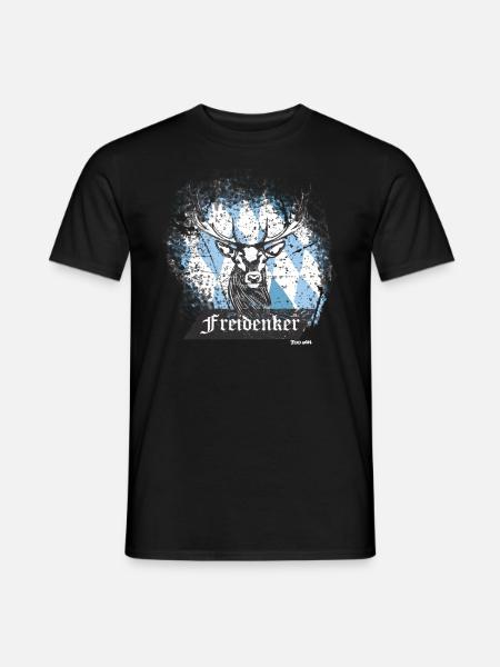 Freidenker aus Bayern mit Hirsch. - Männer T-Shirt - Schwarz