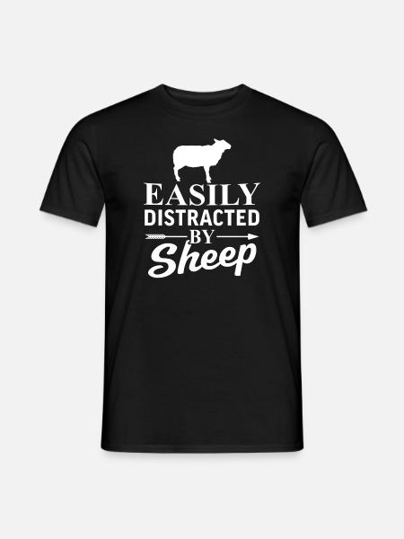 Easily distracted by sheep - Men's T-Shirt - black