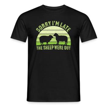 sorry i'm late the sheep were out - Men's T-Shirt - black - Front - AI Model Male 178 light (178cm)