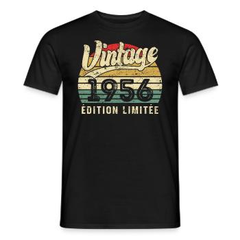 Cadeau D’anniversaire Vintage 1956 Édition Limitée - T-shirt homme - noir - Devant - AI Model Male 178 light (178cm)