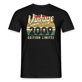 Cadeau D’anniversaire Vintage 2009 Édition Limitée - T-shirt homme - noir - Devant - AI Model Male 178 light (178cm)