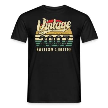 Vintage Birthday Gift 2007 Limited Edition - Men's T-Shirt - black - Front - AI Model Male 178 light (178cm)