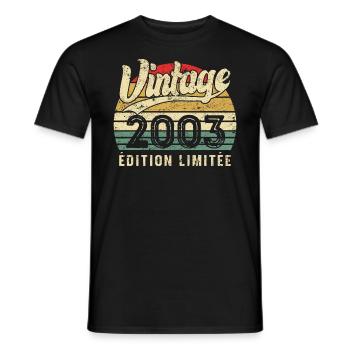 Cadeau D’anniversaire Vintage 2003 Édition Limitée - T-shirt homme - noir - Devant - AI Model Male 178 light (178cm)