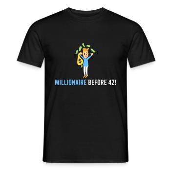 Millionär vor 42! - Männer T-Shirt - Schwarz - Vorne - AI Model Male 178 light (178cm)