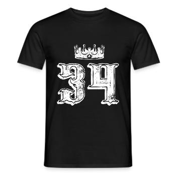34 Zahl Krone - Männer T-Shirt - Schwarz - Vorne - AI Model Male 178 light (178cm)