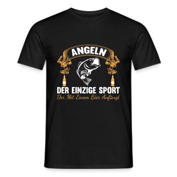 Angeln, der einzige Sport, der mit einem Bier - Männer T-Shirt - Schwarz - Vorne - AI Model Male 178 light (178cm)