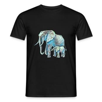 Elefanten - Männer T-Shirt - Schwarz - Vorne - AI Model Male 178 light (178cm)
