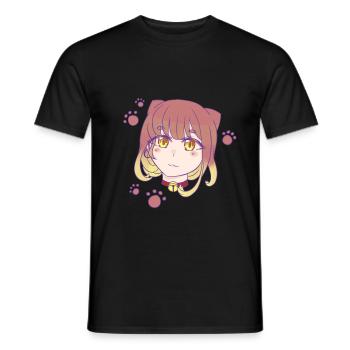Manga cat girl - Men's T-Shirt - black - Front - AI Model Male 178 light (178cm)