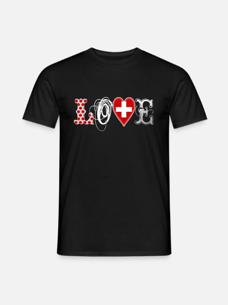 Love Suisse White - Männer T-Shirt - Schwarz