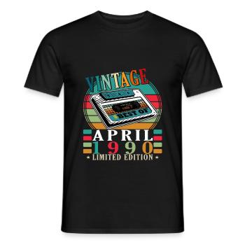 35ème anniversaire cadeau mari Original avril 1990 - T-shirt homme - noir - Devant - AI Model Male 178 light (178cm)