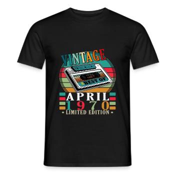 Avril 1970 Anniversaire Avril 1970 Avril 1970 - T-shirt homme - noir - Devant - AI Model Male 178 light (178cm)