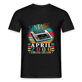 25ème anniversaire cadeau mari Original avril 2000 - T-shirt homme - noir - Devant - AI Model Male 178 light (178cm)