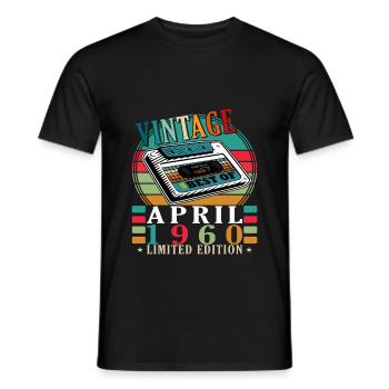 65ème Anniversaire Légende Avril Millésime 1960 - T-shirt homme - noir - Devant - AI Model Male 178 light (178cm)