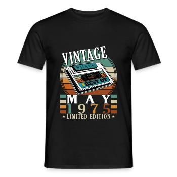 Born in May 1975 - Geburtstag - Geschenk - Männer T-Shirt - Schwarz - Vorne - AI Model Male 178 light (178cm)