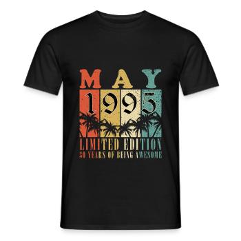 Mai 1995 | Mai 1995 Mai 1995 Cadeau d’anniversaire - T-shirt homme - noir - Devant - AI Model Male 178 light (178cm)