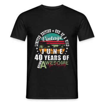 Juni 1985 | Geburtstag 1985 Jahrgang Juni 1985 - Männer T-Shirt - Schwarz - Vorne - AI Model Male 178 light (178cm)