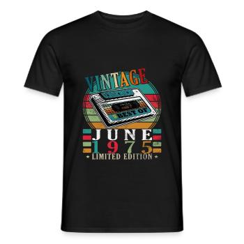 Birthday June 1975 June 1975 June 1975 - Men's T-Shirt - black - Front - AI Model Male 178 light (178cm)