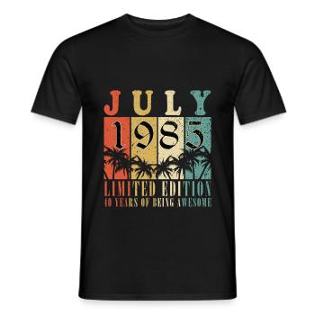 Original juillet 1985 - 40 ans d’être génial - T-shirt homme - noir - Devant - AI Model Male 178 light (178cm)