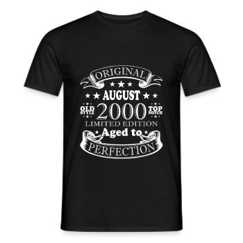 25ème anniversaire cadeau mari Original août 2000 - T-shirt homme - noir - Devant - AI Model Male 178 light (178cm)