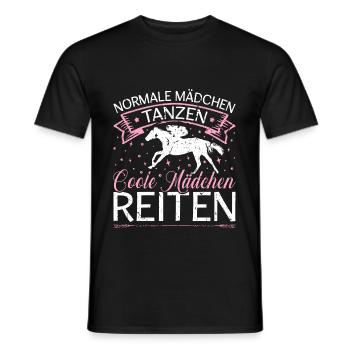 Coole Mädchen Reiten Pferde - Männer T-Shirt - Schwarz - Vorne - AI Model Male 178 light (178cm)