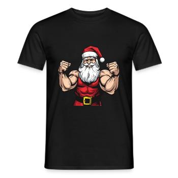 Santa Claus Muscles Gym Santa - Men's T-Shirt - black - Front - AI Model Male 178 light (178cm)
