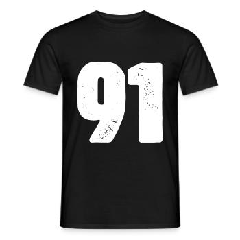 91 Number jersey - Men's T-Shirt - black - Front - AI Model Male 178 light (178cm)