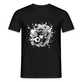 Pomeranian Hund Fussball Sport - Männer T-Shirt - Schwarz - Vorne - AI Model Male 178 light (178cm)