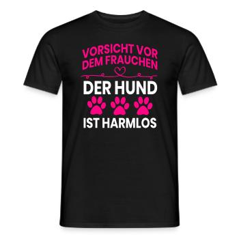 Vorsicht vor dem Frauchen - Männer T-Shirt - Schwarz - Vorne - AI Model Male 178 light (178cm)