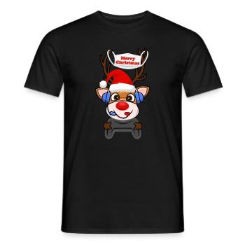 Gaming Zocker Weihnachten Rentier Corona Maske - Männer T-Shirt - Schwarz - Vorne - AI Model Male 178 light (178cm)