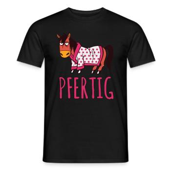 Pfertig Reiten gehen Reitverein Pferd - Männer T-Shirt - Schwarz - Vorne - AI Model Male 178 light (178cm)