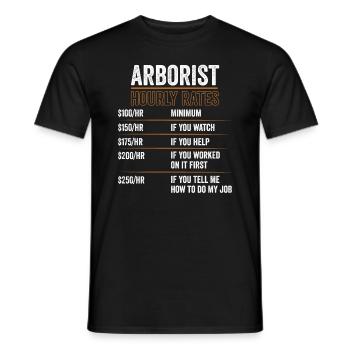 Tarifs horaires d’arboriculteur pour un arboriculteur - T-shirt homme - noir - Devant - AI Model Male 178 light (178cm)