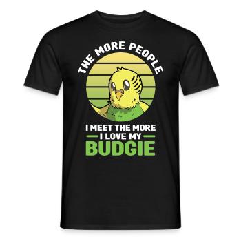 Budgerigar | Pet Bird Read Book Gift - Men's T-Shirt - black - Front - AI Model Male 178 light (178cm)
