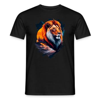 Abstract illustration of lion - Men's T-Shirt - black - Front - AI Model Male 178 light (178cm)