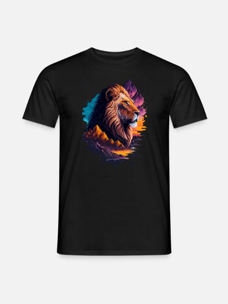 Abstract illustration of lion - Men's T-Shirt - black