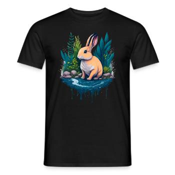 Belle illustration d’un lapin - T-shirt homme - noir - Devant - AI Model Male 178 light (178cm)