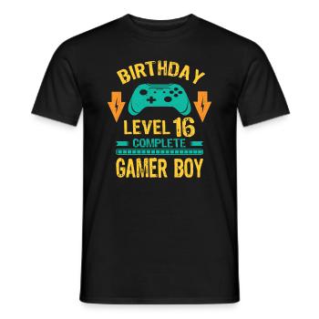 Sixteen 16yr BDay Son Boy Funny Gamer 16th 16 Year - Men's T-Shirt - black - Front - AI Model Male 178 light (178cm)