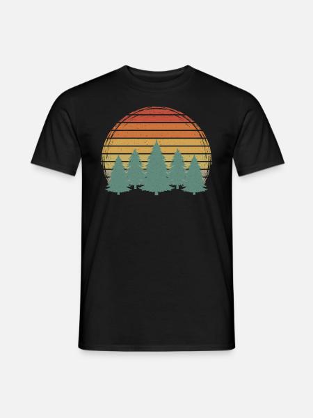 Sunset Wald Vintage Bäume Grunge Baum Retro Natur - Männer T-Shirt - Schwarz